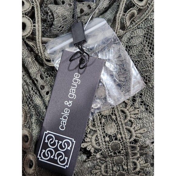 Nwt Cable & Gauge Olive Green Lace Mock Neck Long Sleeve Blouse, S - Picture 12 of 13